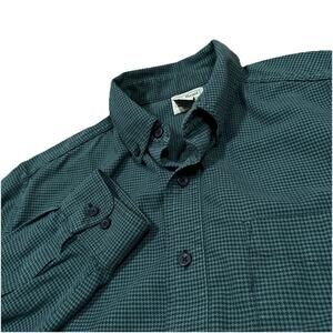 L.L. Bean Button Down Midweight Flannel Houndstooth Shirt Size Large Fall